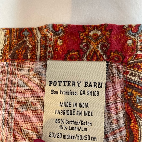 Pottery Barn Vintage Paisley Linen Napkins Set of 12 - Picture 12 of 15